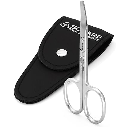 SCHARF STAHL® Premium Babynagelschere Kindernagelschere Nagelschere mit abgerundeten Spitzen [Perfekt] - Mikroverzahnt, gebogen gehärteter Edelstahl, auch für Linkshänder